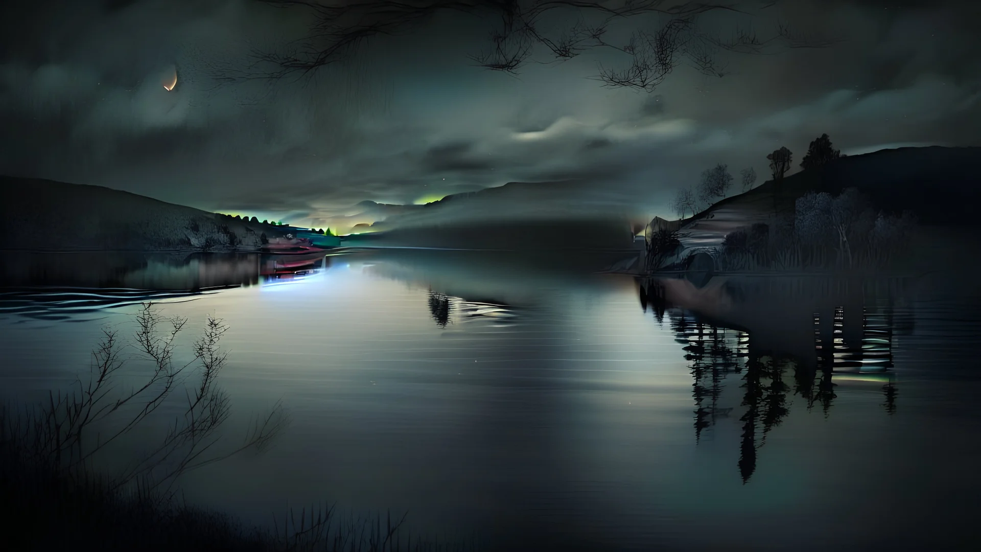 lake , darkness , landscape , dark water