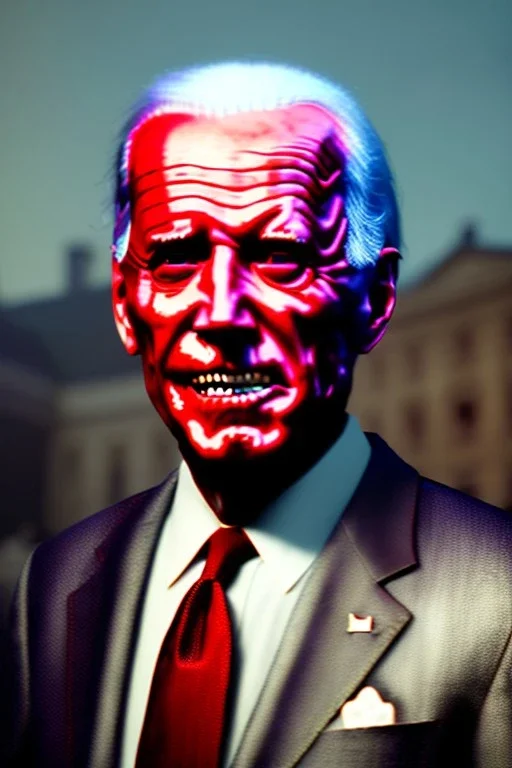 Ultra realistic image, joe biden zombie, zombie performance, suit, skull, blood, torn arm, night, walking twisted, waist up view, thriller style, dark ambient, highly detailed, White House background, concept art, unreal engine 5, god rays, ray tracing, RTX, focal lighting, ultra detail, volumetric lighting, 3d, finely drawn, high definition, high resolution.