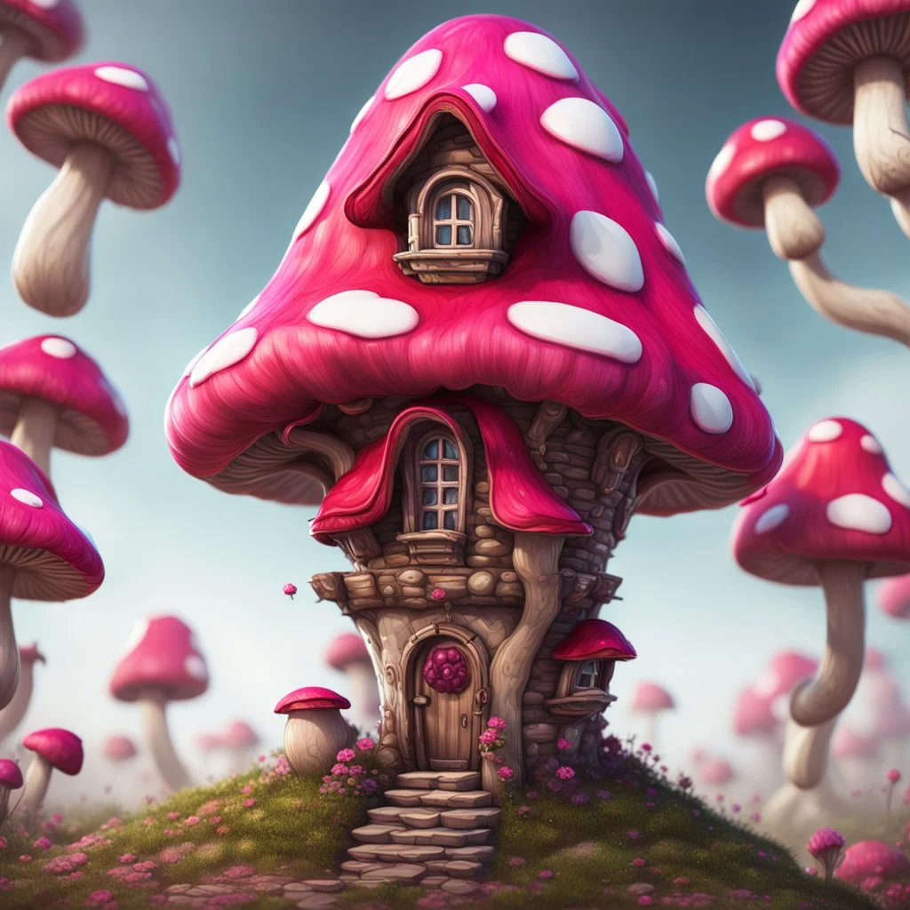 A lumpy mushroom house floating in space. neutral colors, white, magenta red, Detailed gloss Painting, rich color, fantastical, intricate detail, splash screen, hyperdetailed, insane depth, concept art, 8k resolution, trending on Artstation, Unreal Engine 5, color depth, dynamic lighting, splash art, dramatic, masterpiece, excellent quality beautiful Imaginative, unique,
