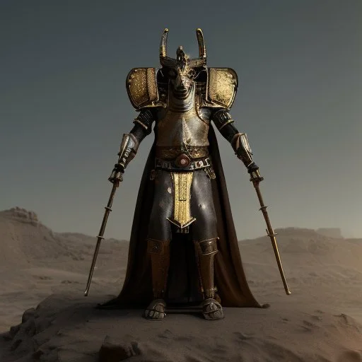 Photo anubis god warrior antropomophized in armour black and gold