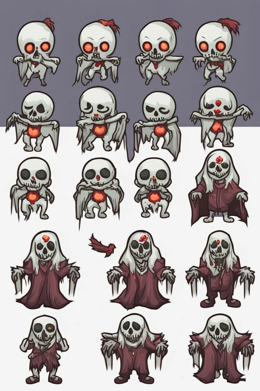 cute undead soul sprite sheet for animation (idle, run, jump movement)