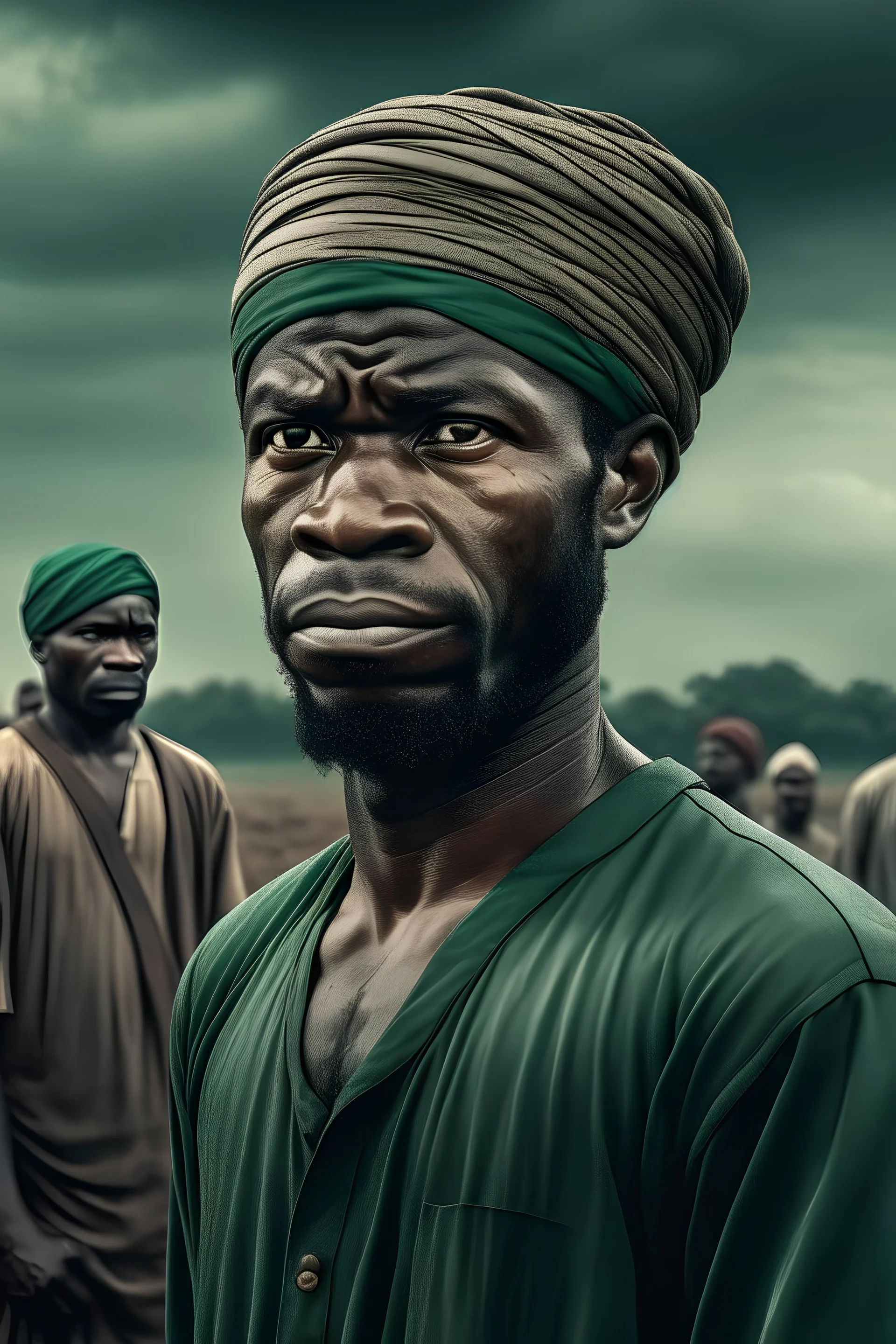 AI, I would like you to create a series of 4k portrait cinematic images that depict Nigerian Farmers protesting and angry in an ultra-realistic manner. The purpose of these images is to shed light on Nigeria's Food Security Myth. Please ensure that the images capture the essence of Nigerian agriculture, the challenges faced by farmers. The images should be visually captivating and thought-provoking, aiming to challenge misconceptions and raise awareness about the