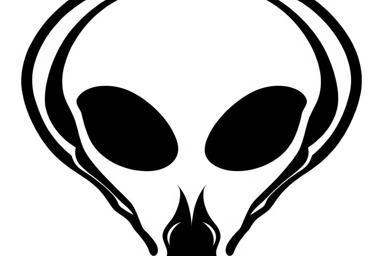 alien head clip art stencil black on white