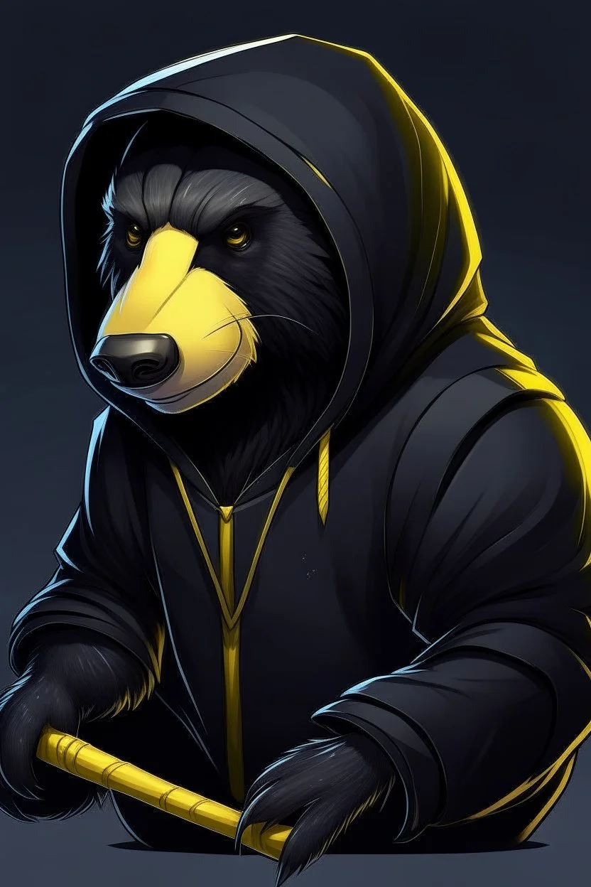 cyber honey badger wearing a black hoodie