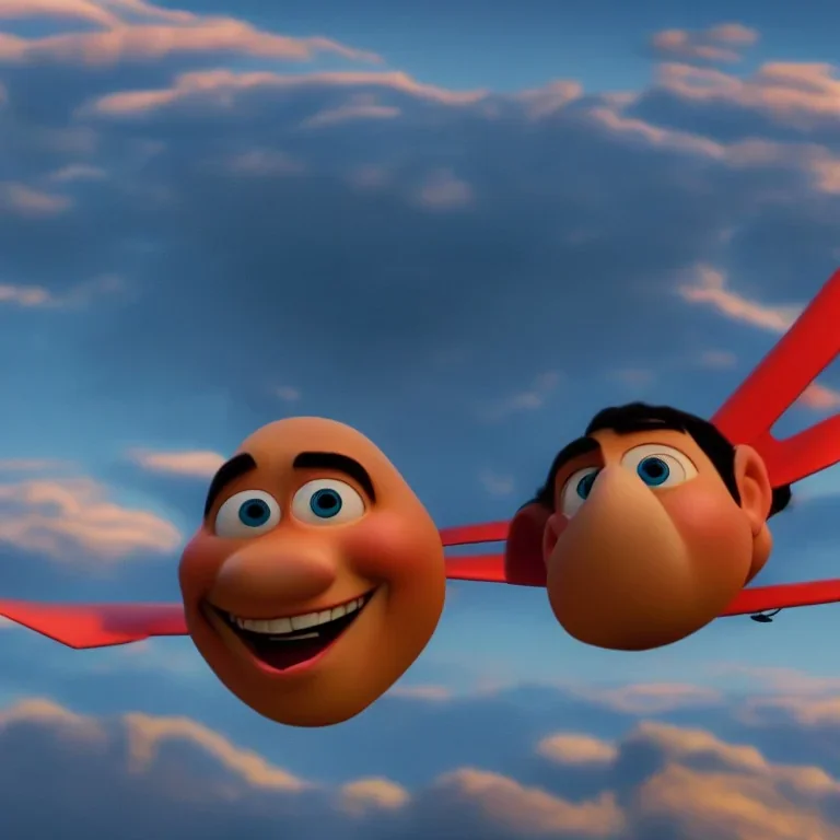 8K resolution pixar style portrait, flying an airplane