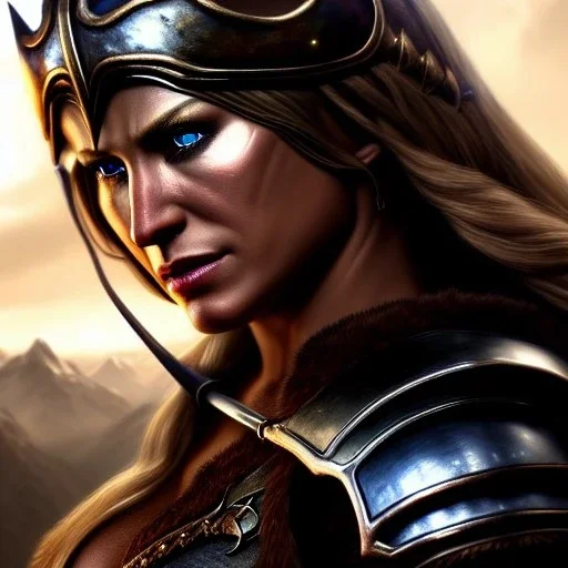 Ultra detailed fullbody Portrait in oil on canvas of Skyrim beautiful busty female Viking GreatHall ,extremely detailed digital painting,ultrarealistic skin,intense stare, extremely detailed face, crystal clear eyes, mystical colors ,perfectly centered image, perfect composition, rim light, beautiful lighting,masterpiece ,8k, stunning scene, raytracing, anatomically correct, in the style of Simon Bisley and Ohrai Noriyoshi and robert e howard and Steve Jung and Wizyakuza and uncannyknack.