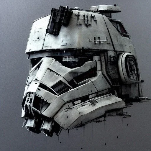 photorealistic at-at pilot helmet with weathered painting , illustration on coarse canvas by <agnes cecile> and <Yoji Shinkawa>, ornate and intricate details , soft smooth lighting, ultra detailed concept art,