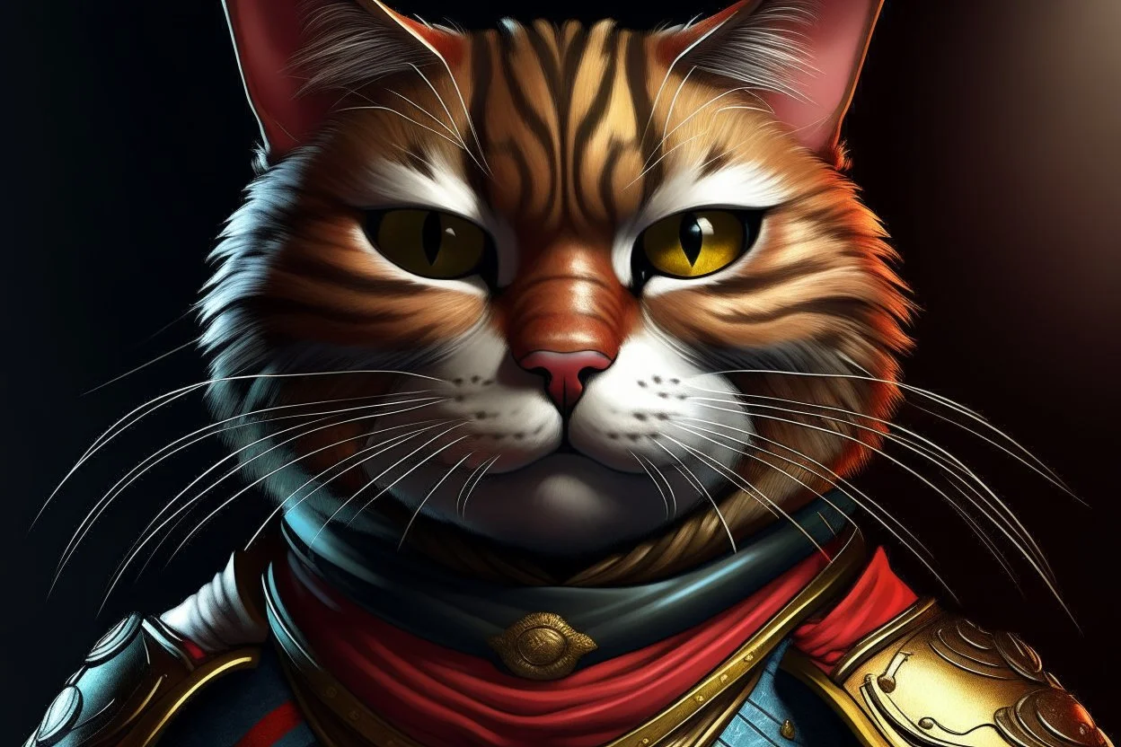 Samurai Cat perfect faced (((I'm the style of Mark E. Rogers))), hyperrealism, digital painting of an animation character, character illustration, glen keane, lisa keane, realistic, disney style character, detailed, digital art, 4k, ultra hd, beautiful d&d character portrait, colorful fantasy, detailed, realistic face, digital portrait, intricate armor, fiverr dnd character, wlop, stanley artgerm lau, ilya kuvshinov, artstation, hd, octane render, hyperrealism