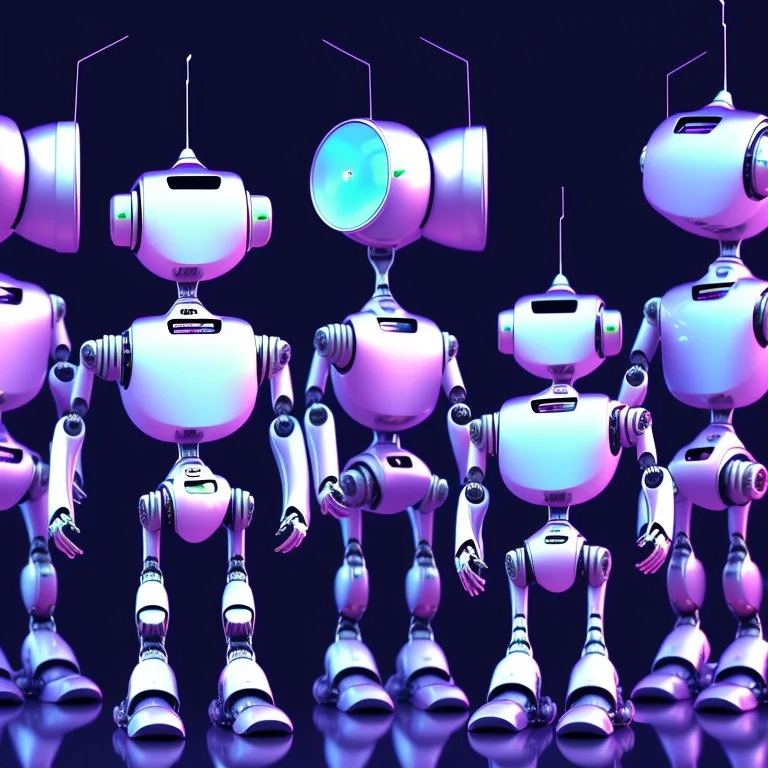 Group of robots singing