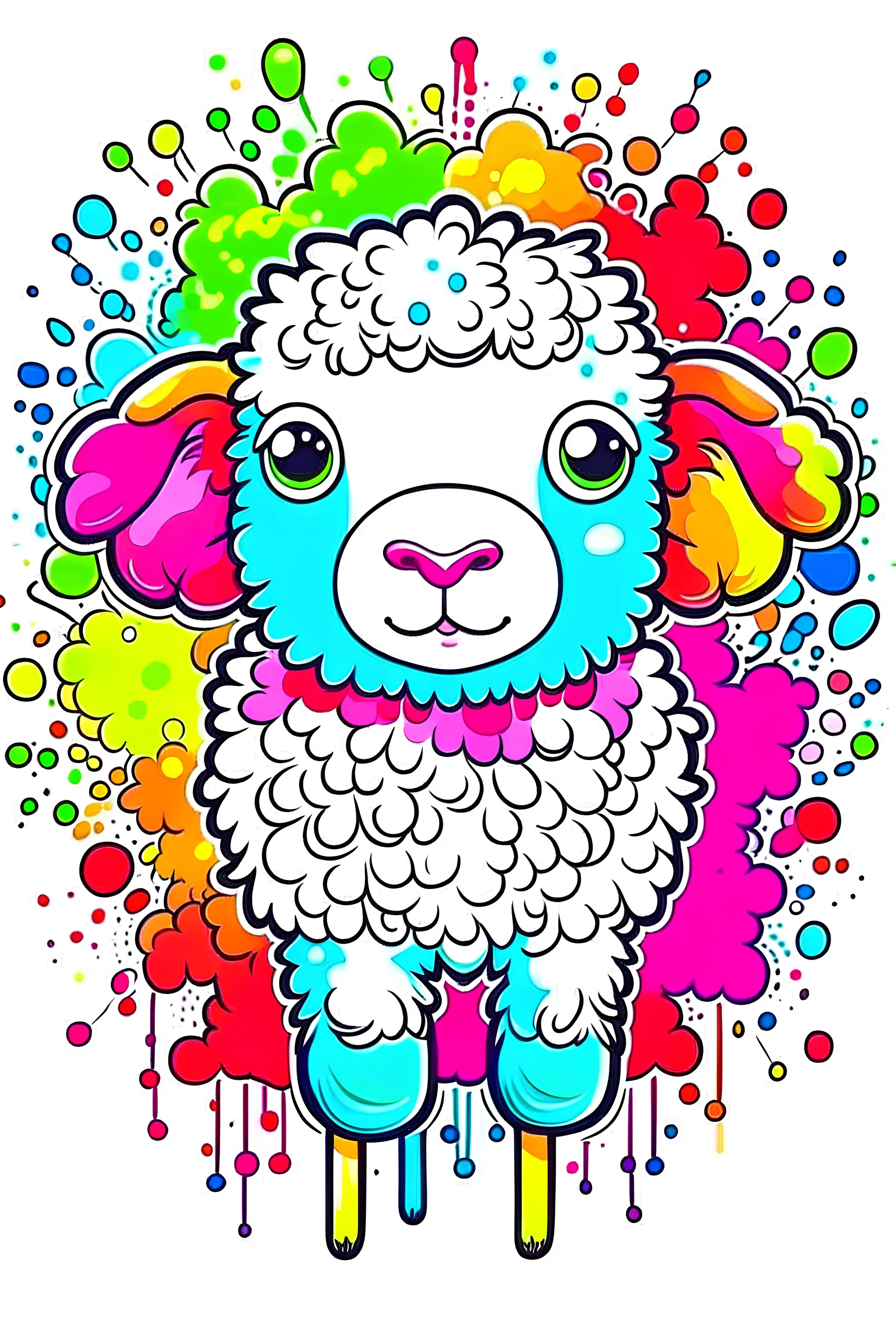 cute little sheep fanfare poster detailed contour colorful kawaii vector 3d splash mountain graphic design piece for t shirt piece of art flat design of one of the colorful shades retro highly detailed vector image flat white background isometric vector vibrant t shirt design retro rustic texture distressed colors faded, line art, beach life, plaid pattern, white background, no shadows.