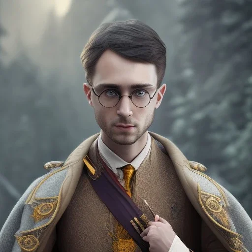 Full body, 3d render, Harry Potter 1800's men style, 1800's hair style, 1800's men clothes style, riding horse, hyper realistic, octane render, unreal engine 5, 8k, palace background, uhd