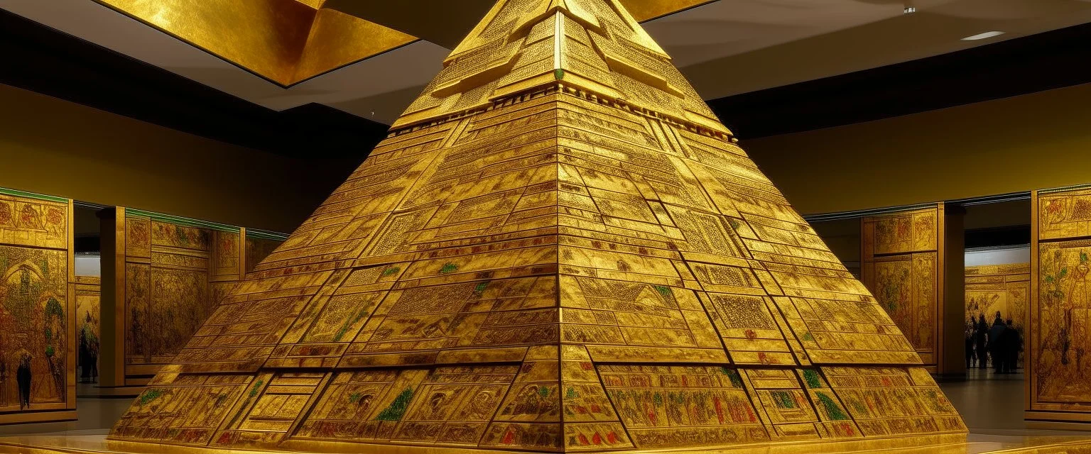 A gold pyramid themed casino painted by Claude Monet