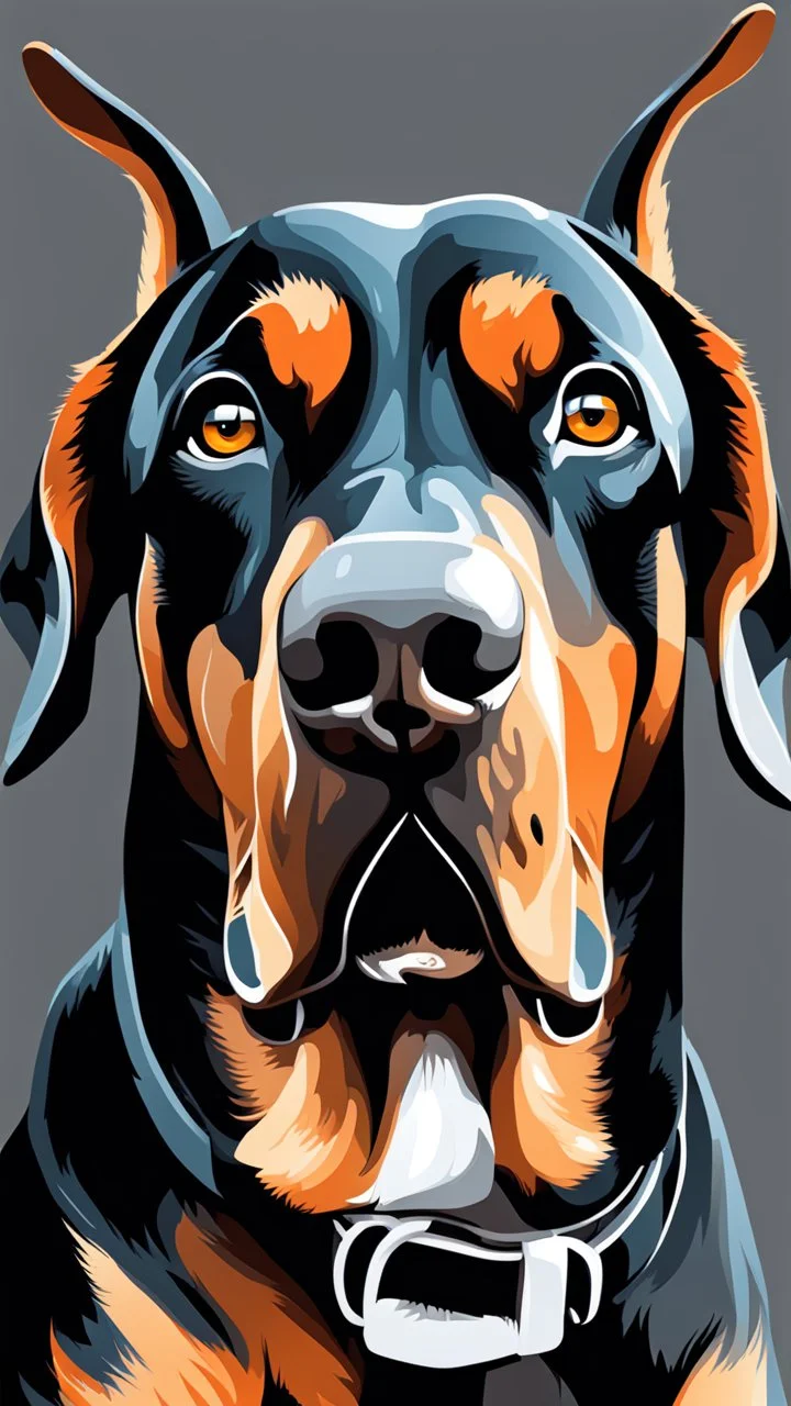 Hermoso perro Dóberman Arte illustration, colores contrastantes, calidad ultra, hiperdetallado, 12k, full body