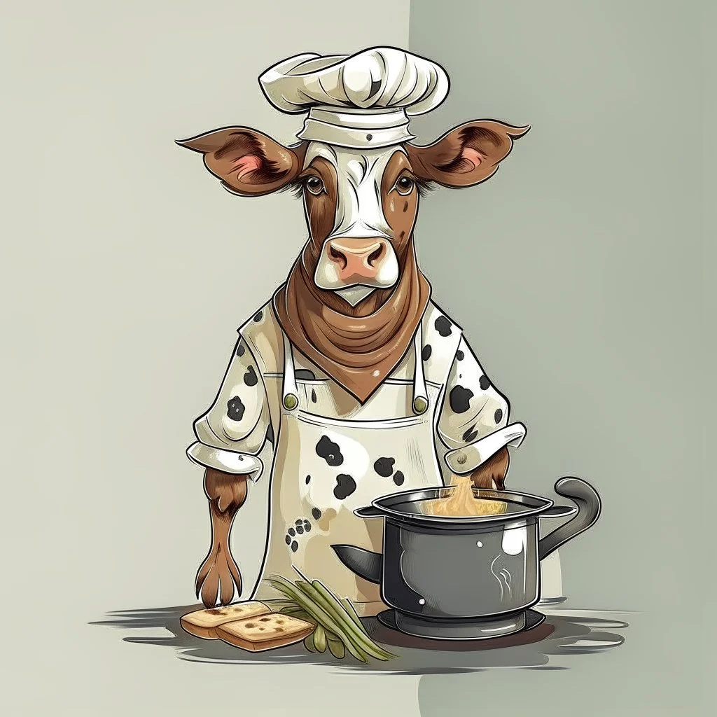 Cow in cooking clothes