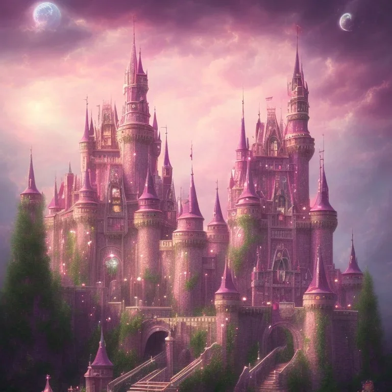 luminous castle pink Magic dream world