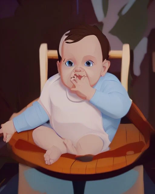 a baby in a colorful setting, disney style