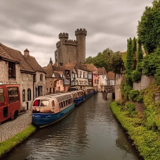 A magical dark little town with a castle, canals and huge caravan houses Nick Harris style