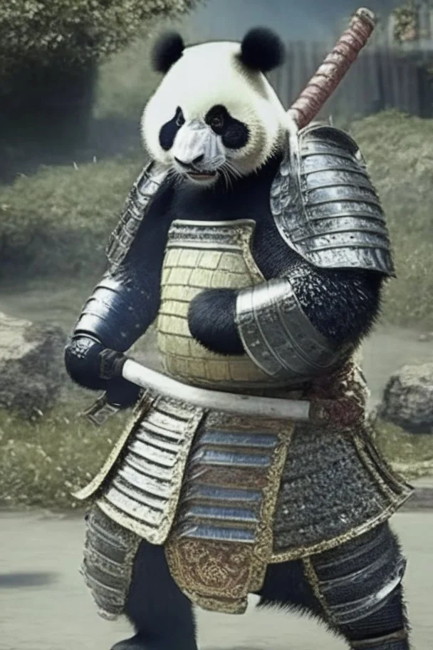 Panda in samurai armour