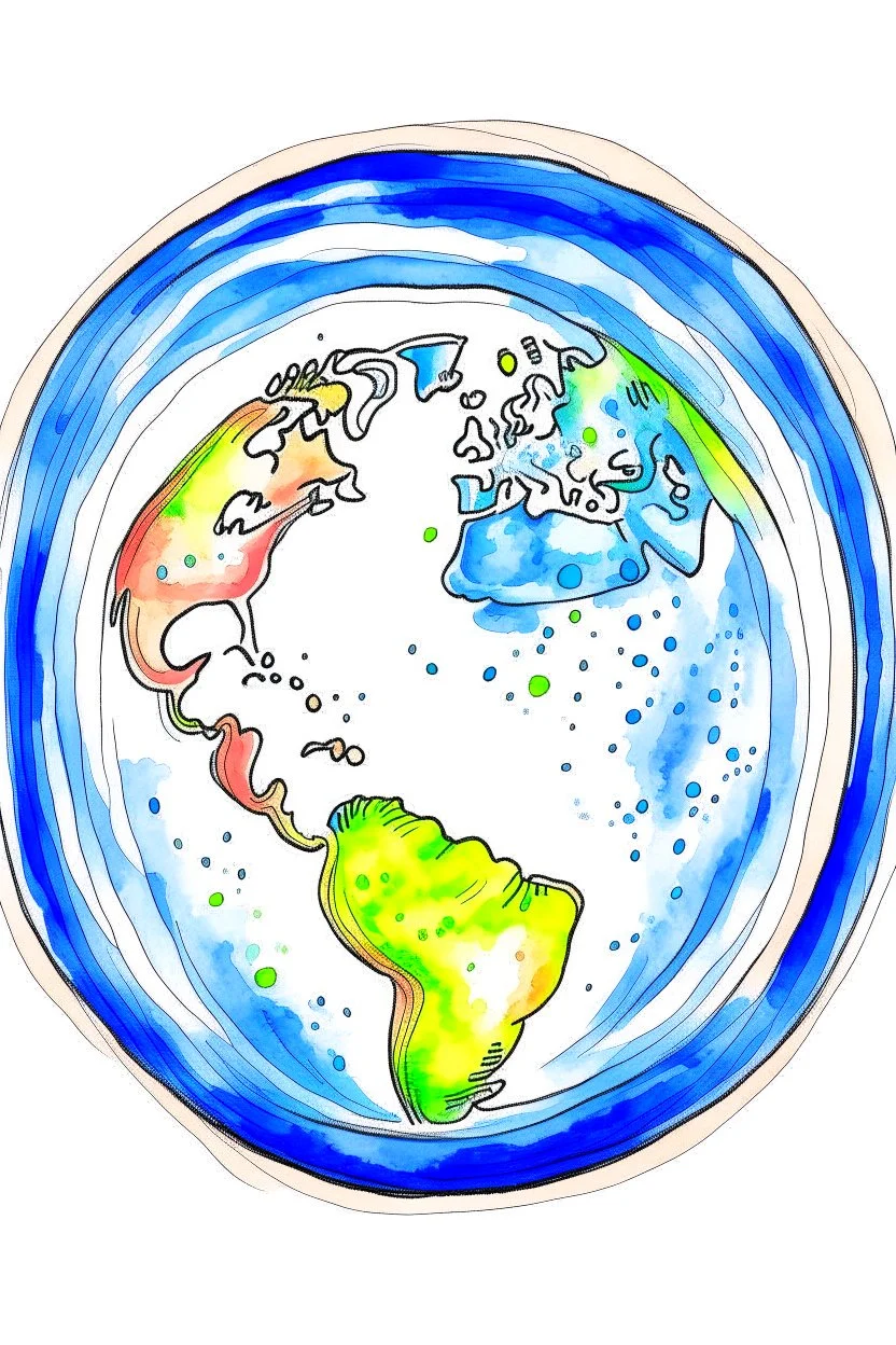 Hand painted of the Earth covered in a giant bubble cartoon