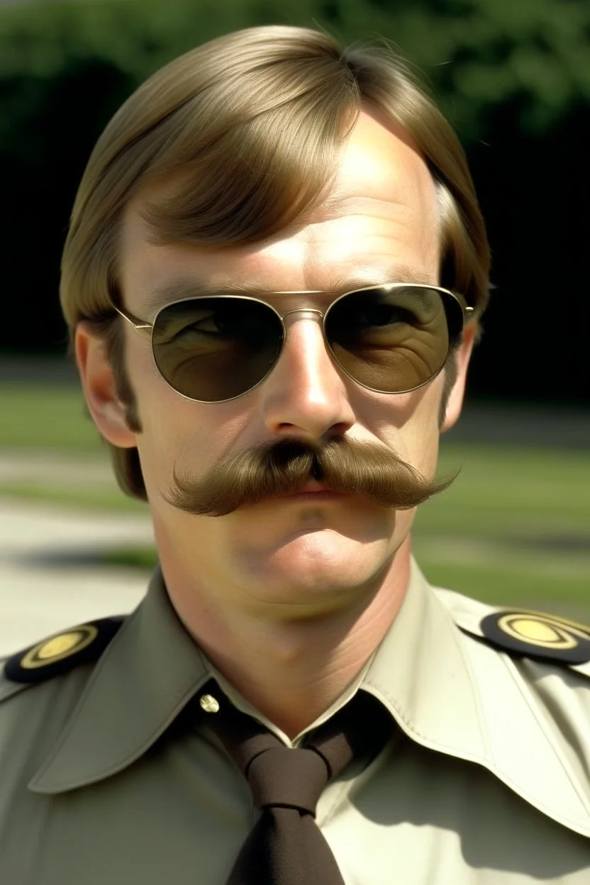 jeffrey dahmer in sheriff uniform with sunglasses and mustache teen