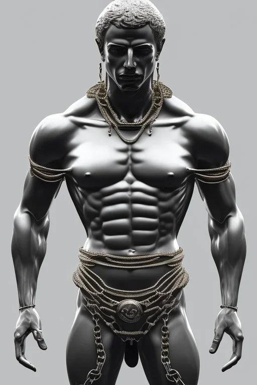 Full body Greek statue,man in chain ⛓️,Future classic style statue, 3d blander