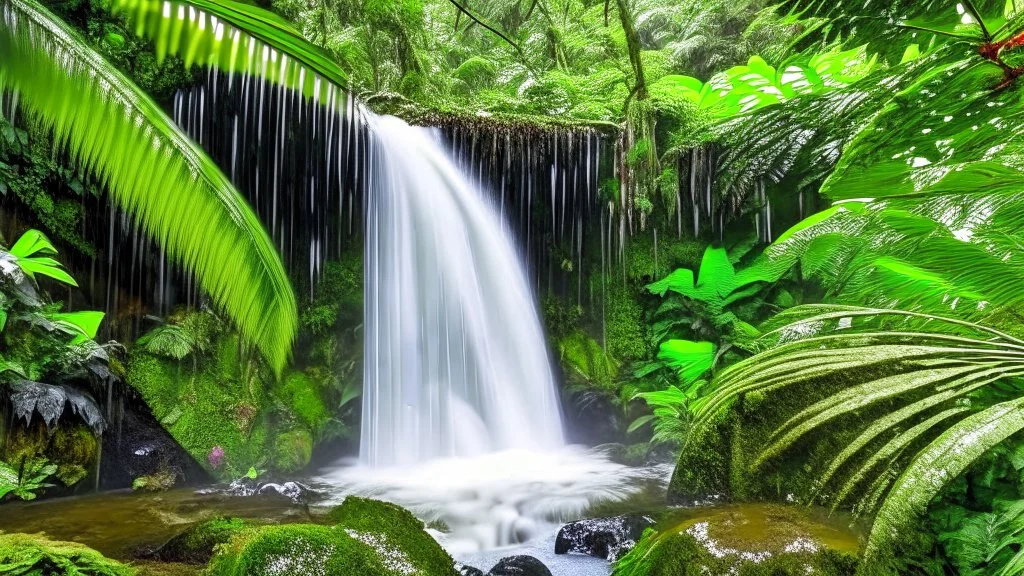 water fall in a rain forest