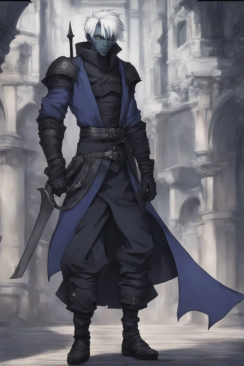 Armored man Drow from DnD by style of Jujutsu Kaisen (anime)