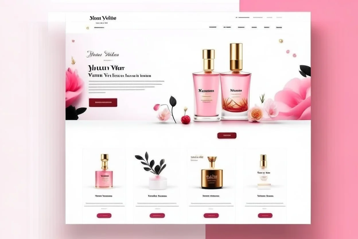 beautiful modern landing page website for perfume shop home page products details ux, ui, ux/ui website –v 4 –stylize 800