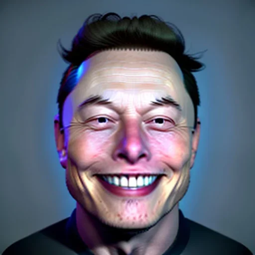 Goofy bucktooth smile on Elon musk