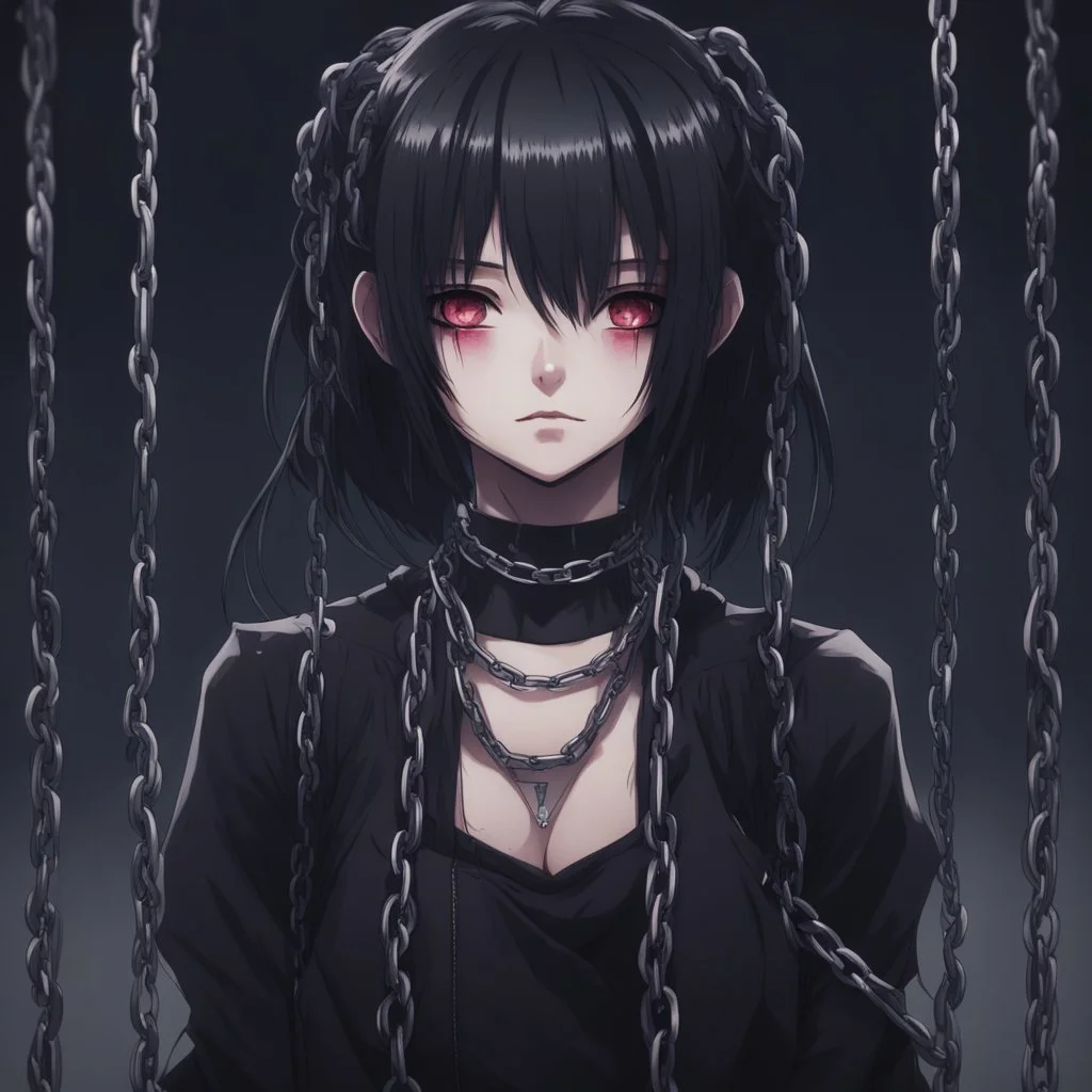 dark anime girl with a chains