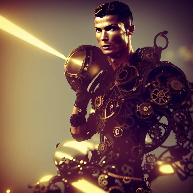 cristiano ronaldo, steampunk, unreal 5, octane render, cinema4d, dynamic lighting, dramatic lighting, 4k, redshift render, highly detailed,