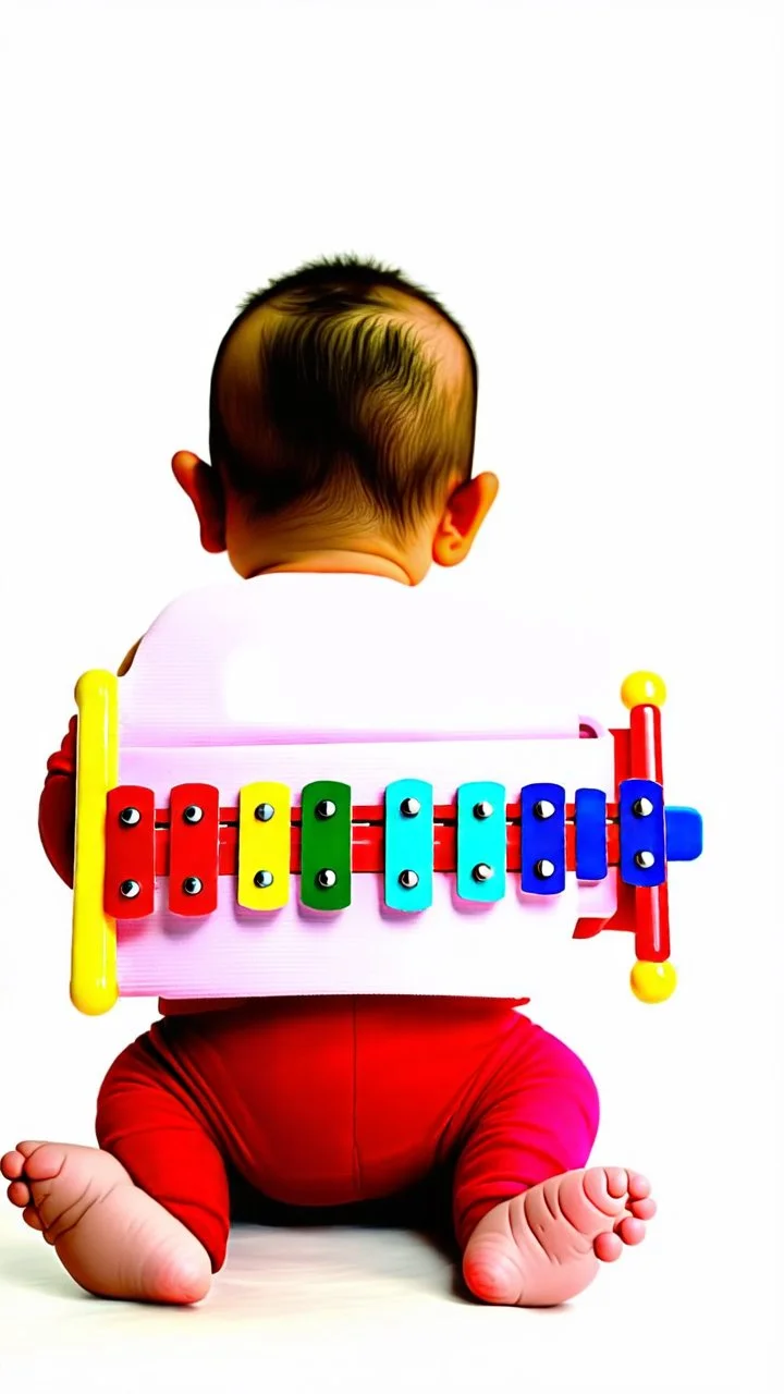 A baby with a xylophone for a back