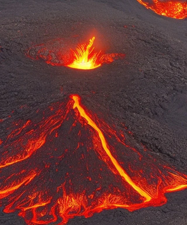 Christmas tree surrounded by lava in a volcano