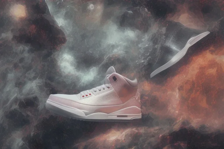 Jordan 3 sneaker on the clouds volumetric lighting