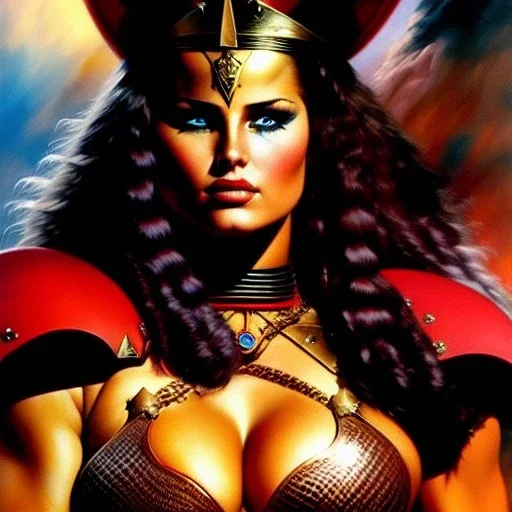 portrait oil on canvas,beautiful busty Female Warrior, minimal armor,comic book cover, mystical colors,insanely detailed,realistic,intrincate detail, 16k resolution, masterpiece,Simon Bisley,Frank Frazetta,Alex Horley,ARTHUR ADAMS