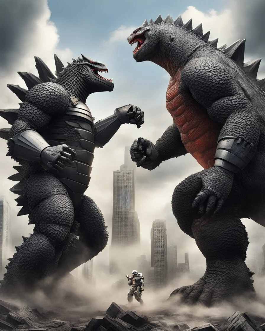 robo Godzilla fighting vs robot king kong