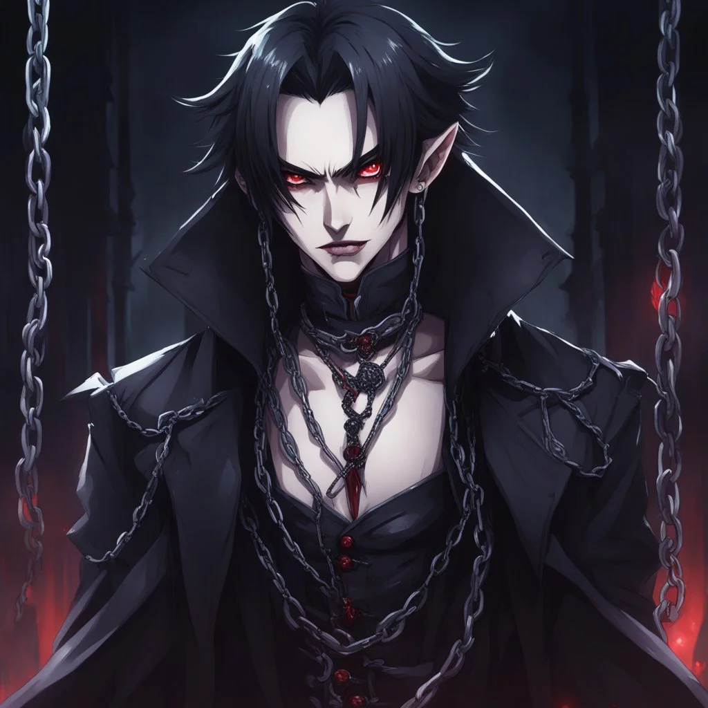 dark anime vampire with a chains