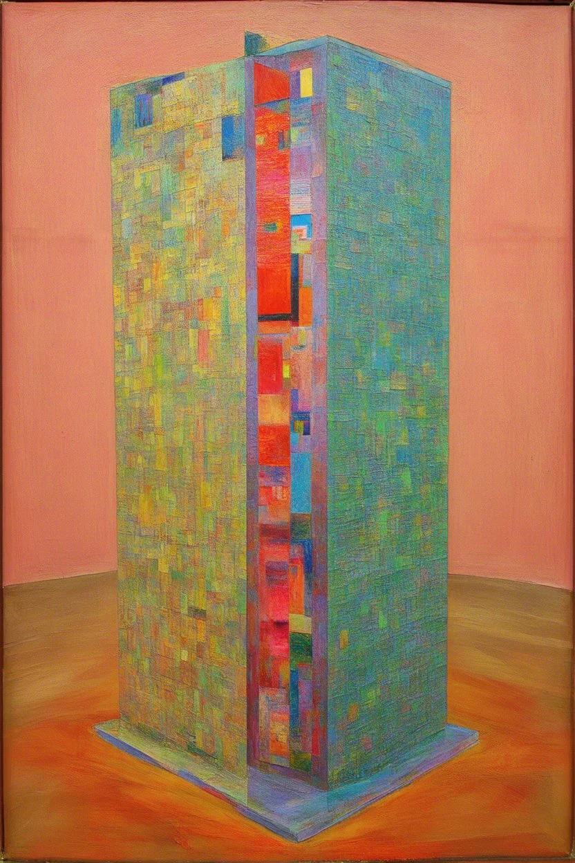 A single overextended pillar; a surreal admixture of Sidney Nolan and Paul Klee