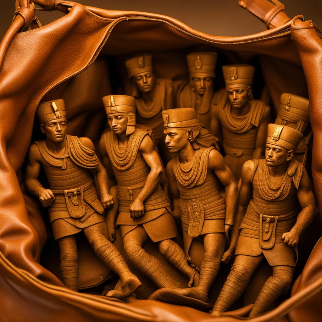 A group of Pharaoh's soldiers inside leather bags