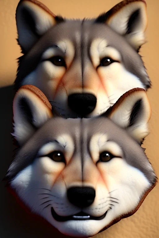 cookie with wolf face. Realistic image.