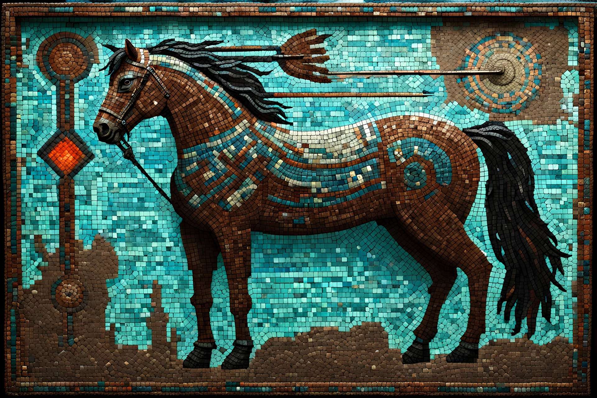 fluorescent relic mosaic senator horse aiming arrow heritage authentic