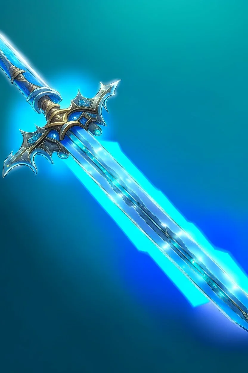 A two handed sword with blu magical energy