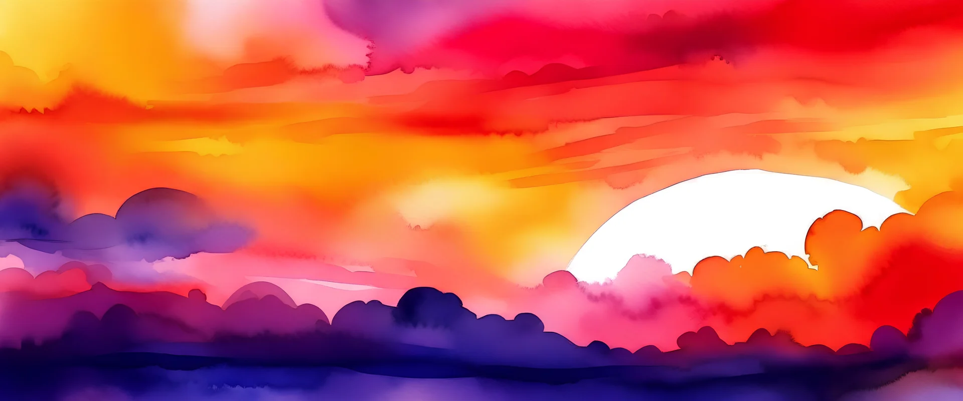 abstract watercolor background sunset sky orange purple