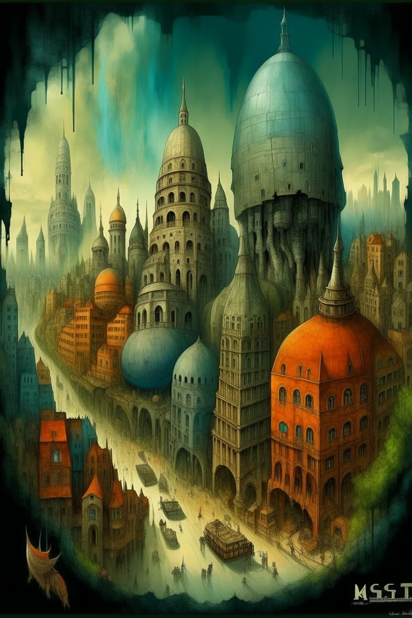 big city Bosch painting style