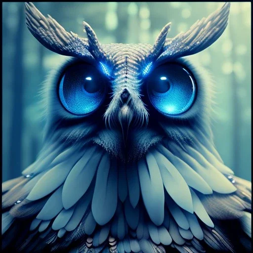 intricate details, realistic, octane, unreal engine, portrait, natural lighting,insanely, elegant, blue neon wearing, detail, bokeh, fantasy art style, volumetric lighting, extreme detail, Photorealism, High detail, Hyper realistic Owl in forest, macro lens blur,abstract paint, sharp focus, 85mm, polaroid, cinematic, cinema4d, HDR, 8k