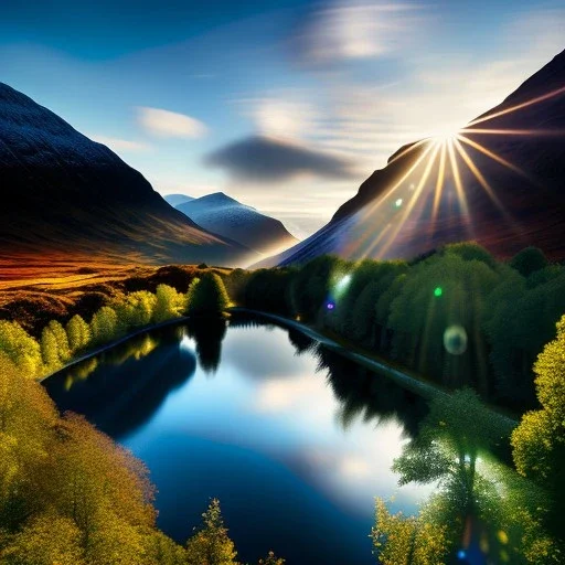 Glencoe, Scotland,aerial view,cloudy,extremely detailed digital painting, high resolution,8k, realistic, beautiful, volumetric lighting, mystical colors ,perfectly centered image, perfect composition, rim light, beautiful lighting,masterpiece, stunning scene, raytracing, anatomically correct, in the style Van Gogh and robert e howard and Ken Kelley and Ohrai Noriyoshi and Simon Bisley and tomzj1.