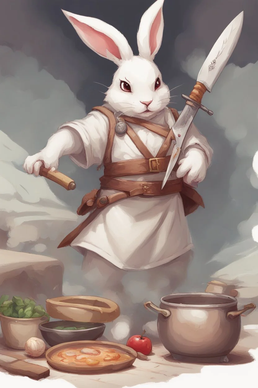 holy bunny with cooking knife dnd art adventurer