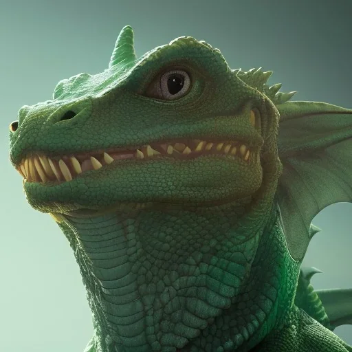 green dragon, dragon portrait, portrair, dragon head, dragon face, big eyes, smile, dragon with fathers, happy, 8k resolution, high-quality, fine-detail, fantasy, incredibly detailed, ultra high resolution, 8k, complex 3d render, cinema 4d