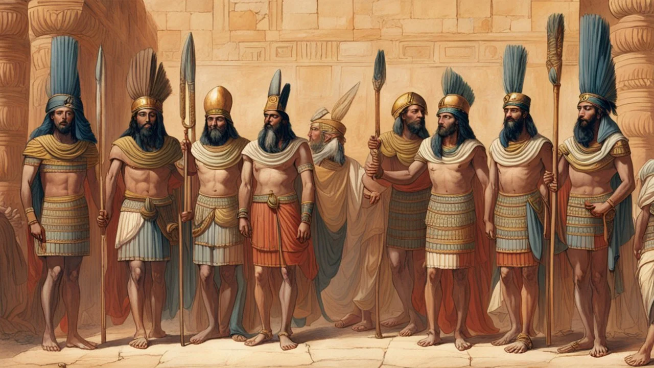 Phoenician soldiers received by the Pharaoh of Egypt for dinner