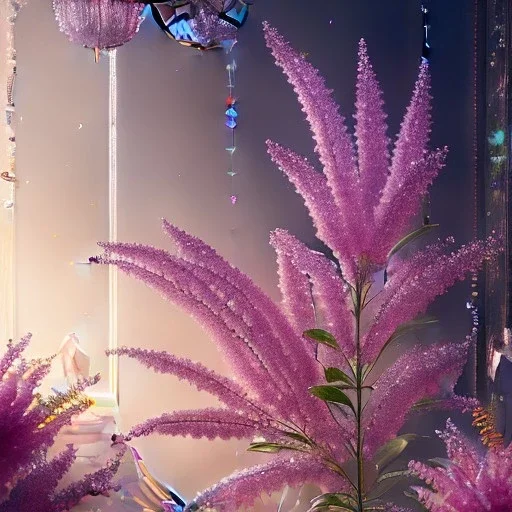 one big crystal subtle in a galactic ambiance with a beautiful transparent flowers delicate colors, soft light atmosphere, smooth, extremely sharp detail, finely tuned detail, ultra high definition, 8k, unreal engine 5, ultra sharp focus